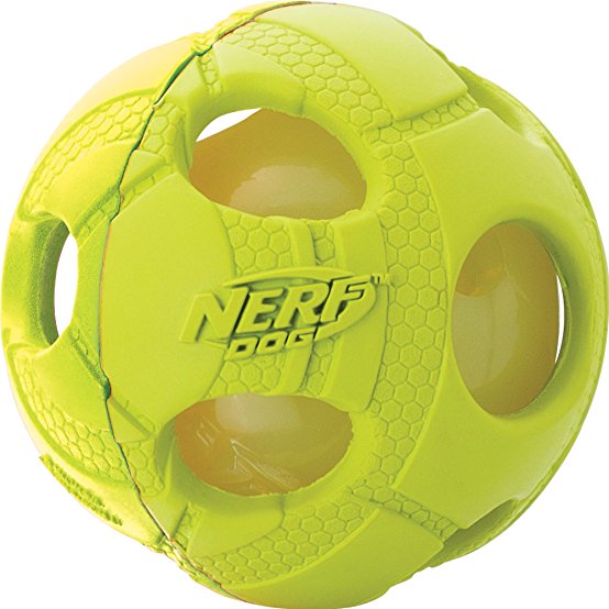 Nerf Dog Medium LED Bash Ball Light-Up Green Dog Toy