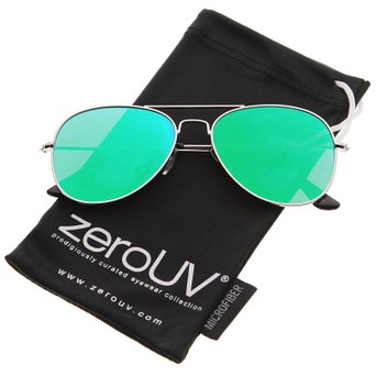 zeroUV - Classic Teardrop Full Metal Flash Mirrored Flat Lens Aviator Sunglasses 54mm