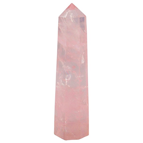 rockcloud Rose Quartz Healing Crystal Point Faceted Prism Wand Carved Reiki Stone Figurine