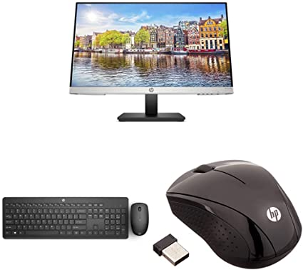 HP 24mh FHD Monitor - Computer Monitor & 230 Wireless Mouse and Keyboard Combo & Mac OS - Adjustable 1600 DPI - Numeric Keypad (18H24AA#ABA) & Wireless Mouse X3000 G2 (28Y30AA, Black)