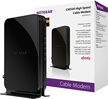 NETGEAR  Modem Docsis 3.0 MAX Download Speeds of 680Mbps for XFINITY by Comcast, Time Warner Cable, Cox, Charter & More (CM500) - Certified Refurbished