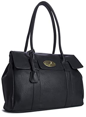 Big Handbag Shop Womens Vegan Leather Top Handle Designer Boutique Tote Shoulder Bag - Large