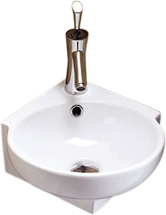 The Bath People 18195 Contemporary Cloakroom Bathroom Curved Corner Fitting Ceramic Basin, White
