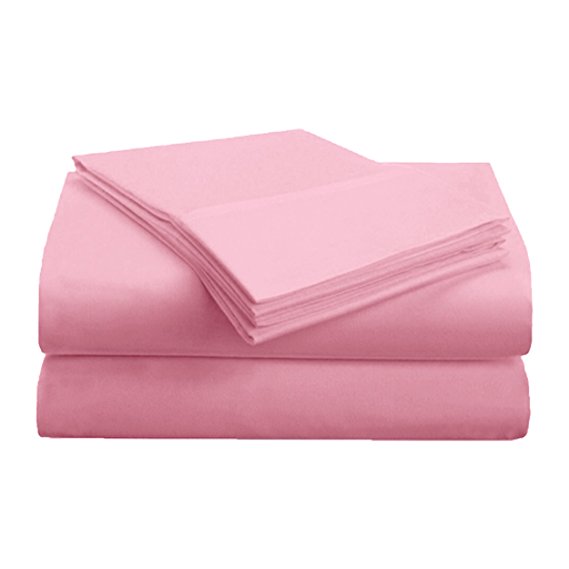 Superior 1500 Series Premium Quality 100% Brushed Soft Microfiber 4-Piece Luxury Deep Pocket Cooling Bed Sheet Set, Hypoallergenic, Wrinkle and Stain Resistant - Full, Pink