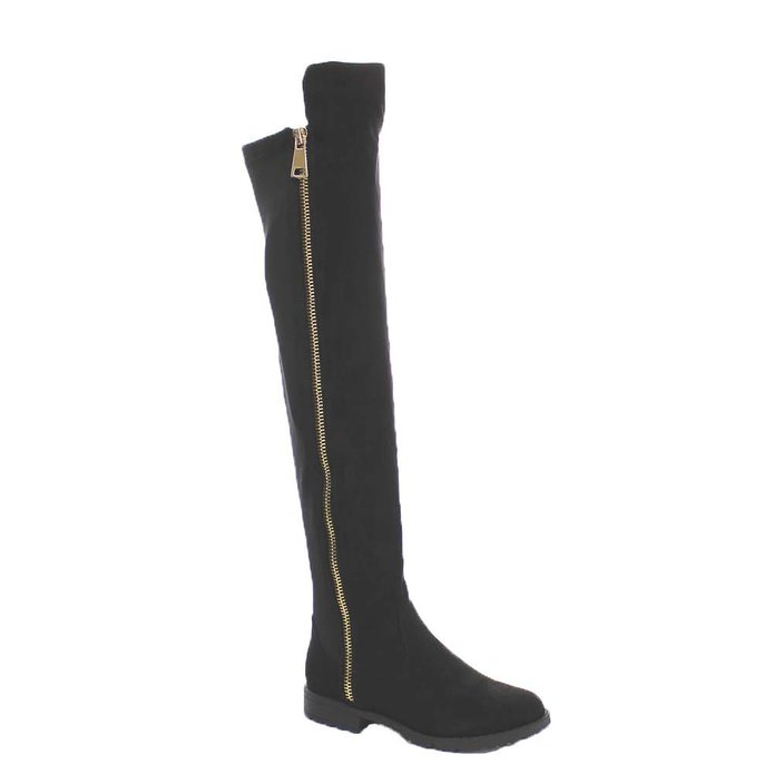 Bamboo Monterey-05 Women's Stretch Back Side Zipper Low Heel Over The Knee Boots