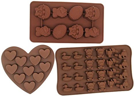 Bake Mold,3 ps Easter Silicone Molds ,Chocolate Molds with Bunny Egg Shape for Making Small Chocolate Cake Baking Party Supplies