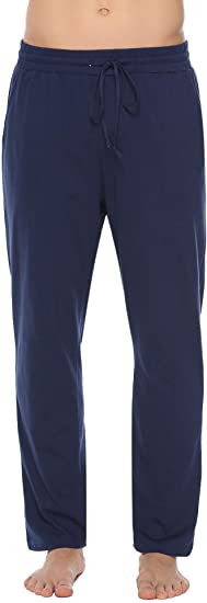Hawiton Men's Cotton Casual Sports Trousers Pajama Bottoms Sleepwear Lounge PJ Pants with Pockets