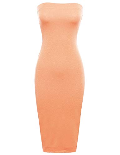 Made by Emma Womens Sexy Comfortable Tube Top Body-Con Midi Dress in Various Colors