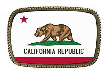 State Flag Of California Brass Belt Buckle Full Color Design