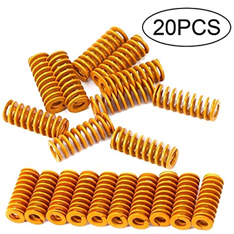 TIHOOD 20 Pack 3D Printer 8mm OD 20mm Long Light Load Compression Mould Die Spring Yellow