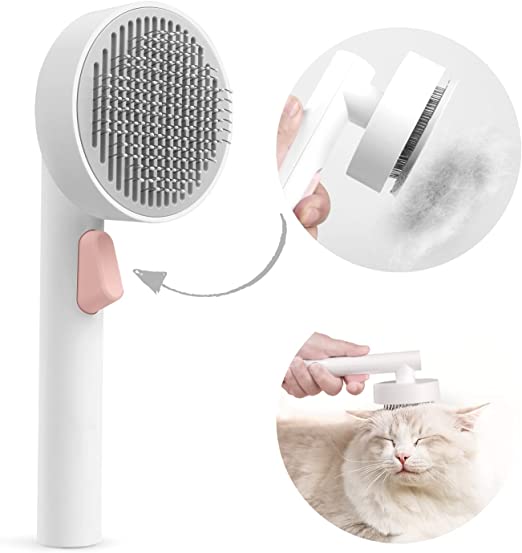 Cat Dog Brush for Grooming, Baytion Self Cleaning Slicker Pet Brush for Short or Long Haired Cats Puppy Kitten Massage to Remove Loose Undercoat, Mats, Tangled Hair and Shed Fur