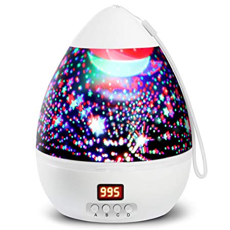 Star Sky Night Light, 360-Degree Rotating Star Projector, LBell Newest 8 Light Colors Romantic Room Cosmos Lamp with LED Timer Auto-Shut Desk Lamp for Kids Baby Bedroom, Christmas Gift(White)