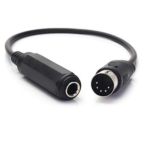 MOBOREST 6.35mm(1/4inch) TRS to 5-Pin DIN MIDI Cable Adapter connect an Speaker, Amplifier, Mixer to MIDI keyboard, Synthesizer, Guitar and other European type stereo equipment with Din 5 connector.