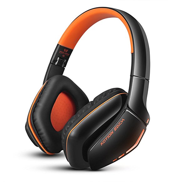 Lemonda Foldable Headphones for PS4 Bluetooth 4.1 Wireless Headset & 3.5mm Wired Headset with Microphone, Noise Isolation Foldable Gaming Headset with mic, for PS4 PC Mac Smartphones Computers Laptops (Orange)