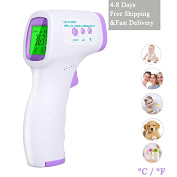 Infrared Thermometer, Deaunbr Digital Infrared Temporal Forehead Ear Thermometer, Non-Contact Thermometer with Fever Alert Function for Baby, Kids and Adults