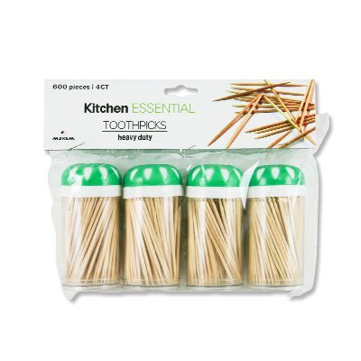 Toothpick Dispenser 4 pack with 600 ct 100% All Natural Bamboo Round Toothpicks