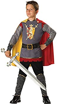 In Character Costumes, LLC Boys Loyal Knight Tunic Set, Silver/Burgundy, Small Size 6