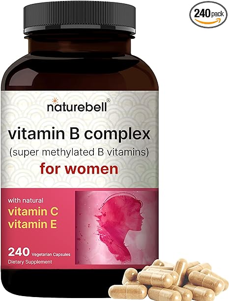 Vitamin B Complex for Women, 240 Veggie Capsules | Super Methylated B Vitamins | B 12, Folate, Biotin & More – with Natural Vitamin C, E, Choline, & Inositol – Immune, Energy, & Prenatal Support