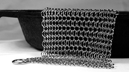 Knapp Made Small Ring Chainmail Scrubber - For Cast Iron, Premium Stainless Steel and Hard Anodized Cookware