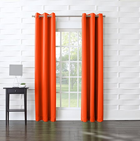 Sun Zero Becca Energy Efficient Grommet Curtain Panel, 40" x 84", Tangerine Orange