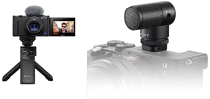 Sony Digital Vlog Camera ZV 1 (4K Vlogging Camera) Black with Sony ECM-G1 Shotgun Microphone, Super-Cardioid, Compact Sound Ideal for YouTube