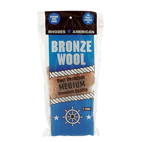 Bronze Wool, 3 pad, Medium Grade, Rhodes American, Household, Marine and Industrial Use