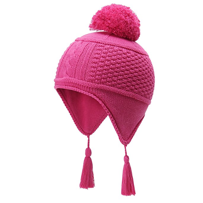 vivobiniya Kid Girl Winter Lovely Earcuff Hat Toddler Girl Knit Hats 0-7T