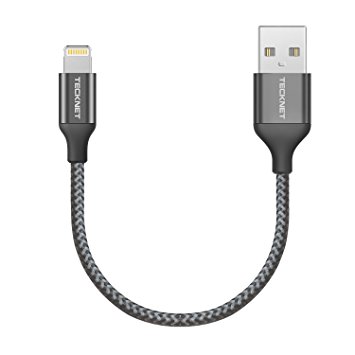 Lightning Cable, TeckNet PowerLink Premium Lightning to USB Cable (0.1M) Apple MFi Certified - Nylon Fiber, Perfect For the iPhone 7 7S 6 6S Plus, iPad Pro, Mini 4, Air 2, iPod Touch