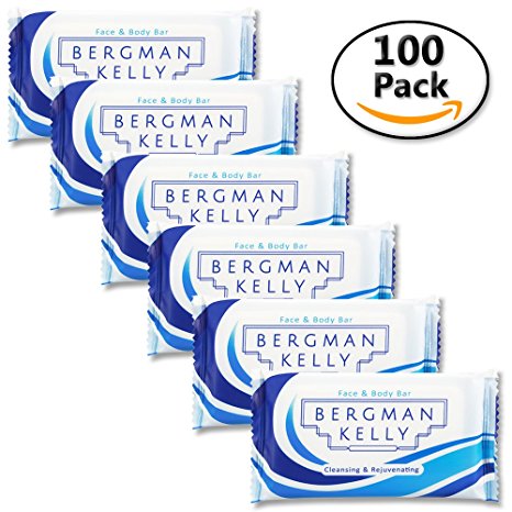 BERGMAN KELLY Hotel Soap Bars for Face and Body in Bulk (100 Pack), 1 Ounce Each; Available in Packs of 20, 50, 100, 250