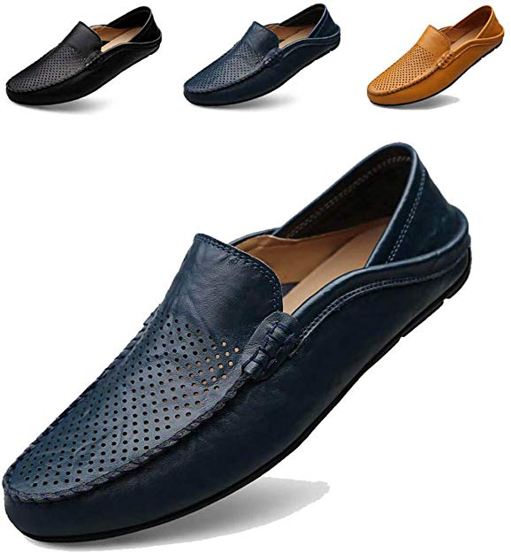 RDGO Penny Loafers Men Shoes Slip On Moccasins Driving Shoes Lightweight Flats Leather Casual Boat Shoes Walking Shoes