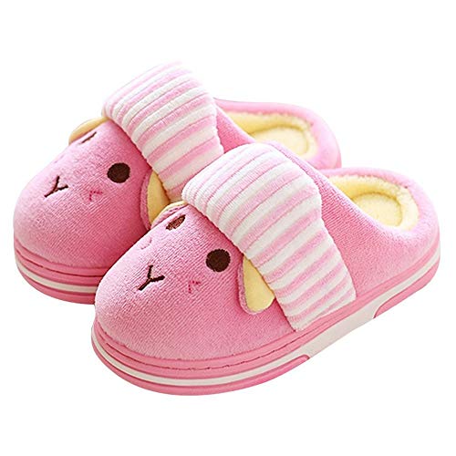 Q-Plus Cute Bunny Memory Foam Slide Slippers Boots Anti Slip Fluffy House Shoes for Little Kids/Toddler