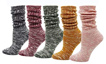Women's Lady's 5 Pack Vintage Style Cotton Crew Socks