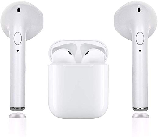 Wireless Bluetooth Headset Stereo Earphones Wireless Headset, Sweat-Proof Wireless Sports Earbuds with Microphone and Portable Charging Box (White) Suitable for iOS/Android/ipad