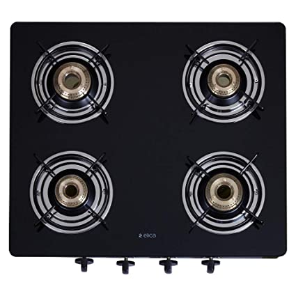 Elica Vetro Glass Top 4 Burner Gas Stove (594 Ct Vetro Black ), Manual