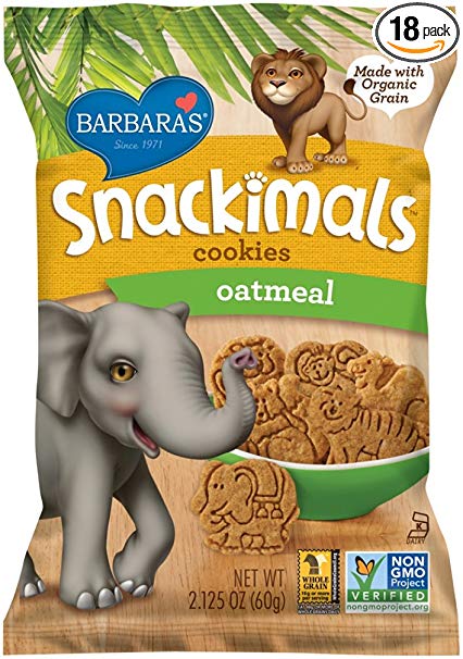 Barbara's Bakery Snackimals Cookies, Oatmeal, 2.125 Ounce (Pack of 18)