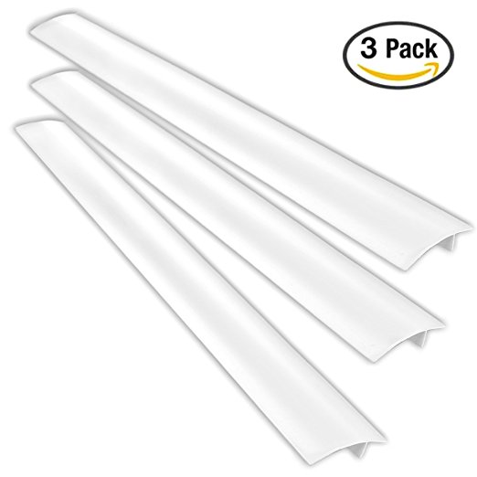 Primode Silicone Stove Kitchen Counter Gap Cover (3 Pack) Seals Gap Between Cabinets, Desks & Large Appliances to Prevent Mess, Heat-Resistant, Convenient, & Easy to Clean) (White)