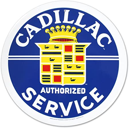 Cadillac Service Round Tin Sign 12 x 12in