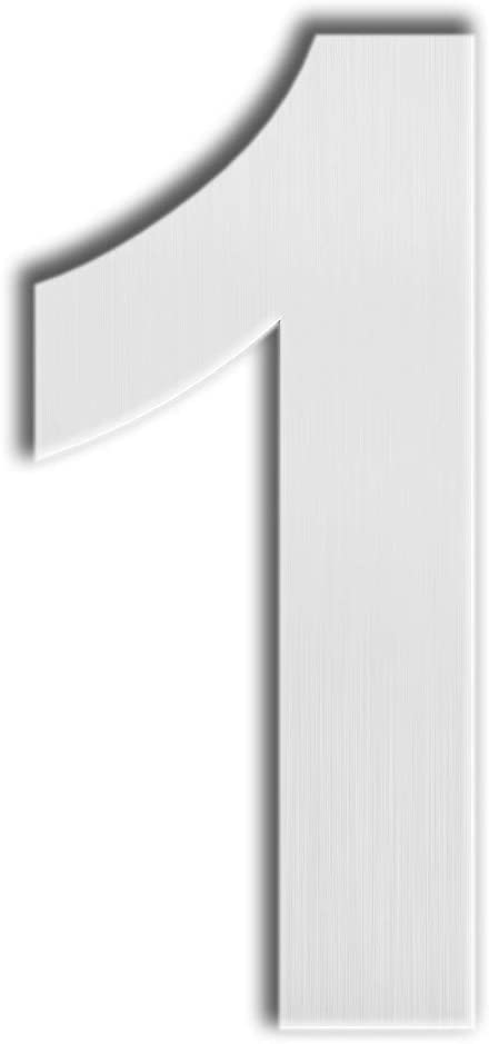 QT Modern House Number - 6 Inch - Brushed Stainless Steel (Number 1 One), Floating Appearance, Easy to Install and Made of Solid 304