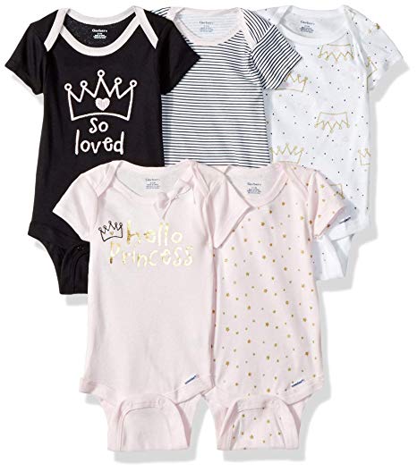 Gerber Baby Girls' 5-Pack Variety Onesies Bodysuits