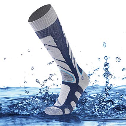 SuMade 100% Waterproof Breathable Socks, Unisex Knee High Skiing Cycling Hiking Climbing Socks 1 Pair