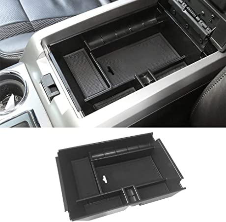 VESUL Center Console Armrest Storage Box Compatible with Ford F-150 F150 2011 2012 2013 2014 ABS Tray Insert Organizer Glove Pallet