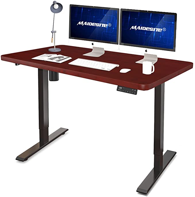 Standing Desk 55 x 28 Inches Electric Height Adjustable Computer Desk Home Office Desk Memory Controller Sit Stand Table Computer Workstations Maple