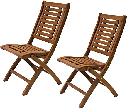 Folding Eucalyptus Side Chair Fully Assembled, 2 pack
