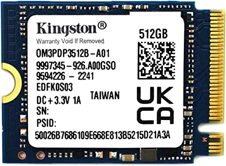 Kingston 512GB 2230 M.2 NVMe PCIe 3.0x4 SSD Solid State Drive OM3PDP3512B