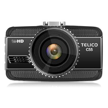 Telico C55 Dash Cam 3.0" LCD 1296P 170° Wide Angle with Night Vision, G-Sensor, Motion Detection, WDR, 8G Memory Card Included