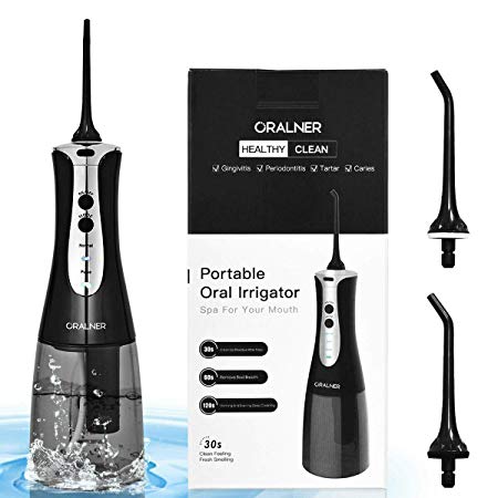 COSTWAY 300ml Portable Water Flosser with 3 Modes, w 2 Jet Tips, Portable and Rechargeable Oral Irrigator, IPX7 Waterproof Water Flosser, Water Flossing with Cleanable Water Tank