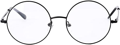 Agstum Vintage Round Prescription ready Metal Eyeglass Frame Clear Lens