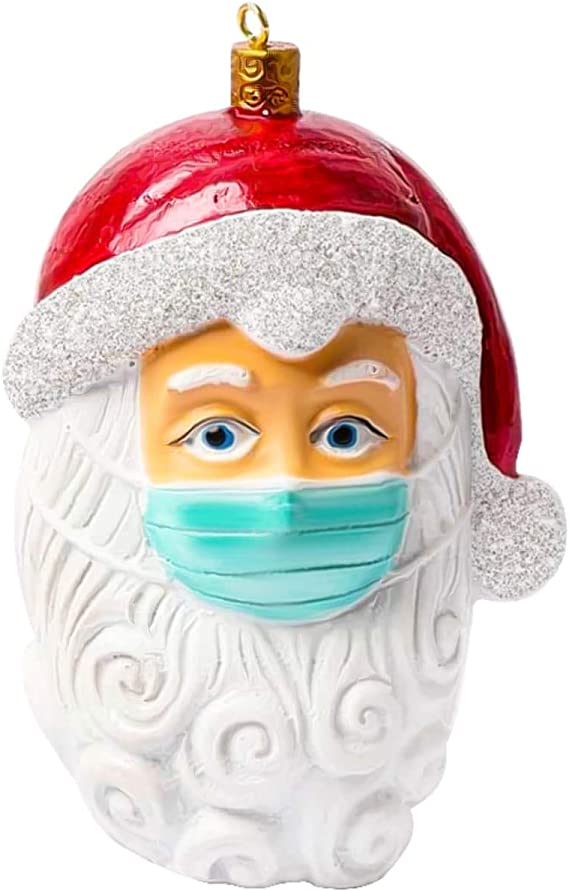 uHome All-New 2020 Christmas Tree Decoration Ornament, Santa Claus Wearing Face Mask, Xmas Pendants Décor, Unique Santa Faceless