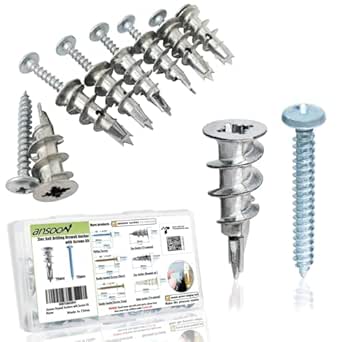 Zinc Self-Drilling Drywall Anchors with Screws Kit, 25 Heavy Duty Metal Wall Anchors and 25#8 x 1-1/4'' Screws - 50 Pieces All Together