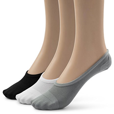 SilkyToes Women's No Show Socks,Breathable Mesh Foot Liners With Non Slip Silicone Grip Tab